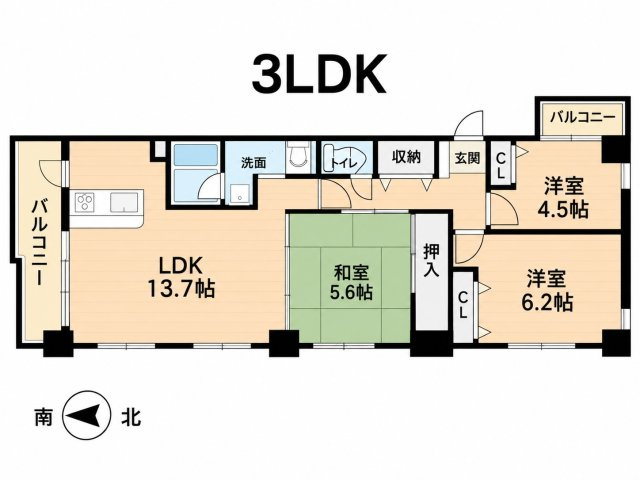 ナイスアーバン浜松中央の間取り|3LDK