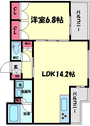 ブランズタワー南堀江の間取り|ブランズタワー南堀江　開放的な間取り