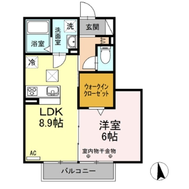 岐阜市茜部寺屋敷３丁目のアパートの間取り