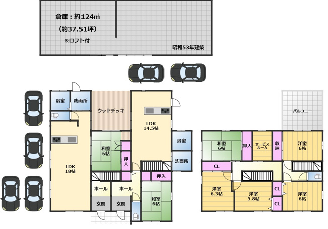 【間取り】 | 西港町　事業用倉庫付戸建