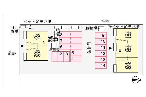 ブルースター　Ⅰの駐車場