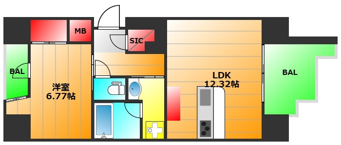 大阪市西区江戸堀３丁目の賃貸マンションの間取り