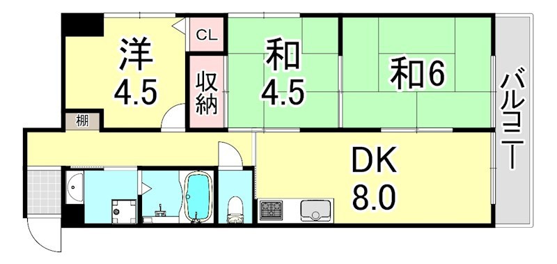 グランディール湊川の間取り