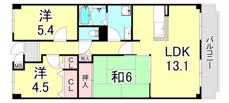 神戸市東灘区本庄町１丁目の賃貸マンションの間取り