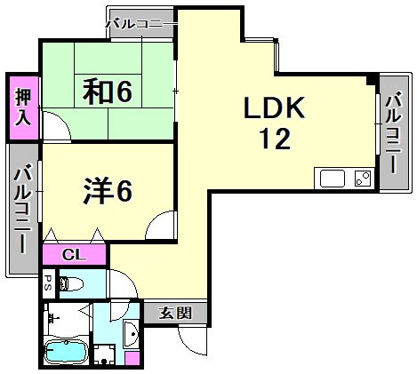 尼崎市常光寺１丁目の賃貸マンションの間取り