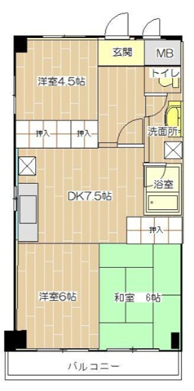 【間取り】 | アミカル高橋 | 北側和室4.5帖を洋室に変更予定