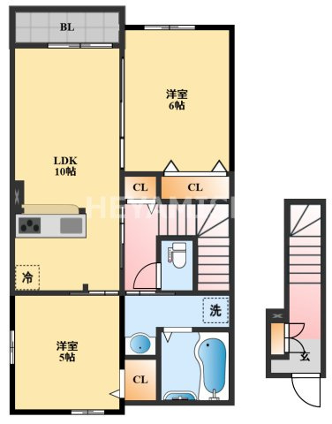 ヒルズ1.福田Bの間取り