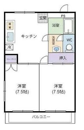 【間取り】 | フラット富士見　ａｄ３パ