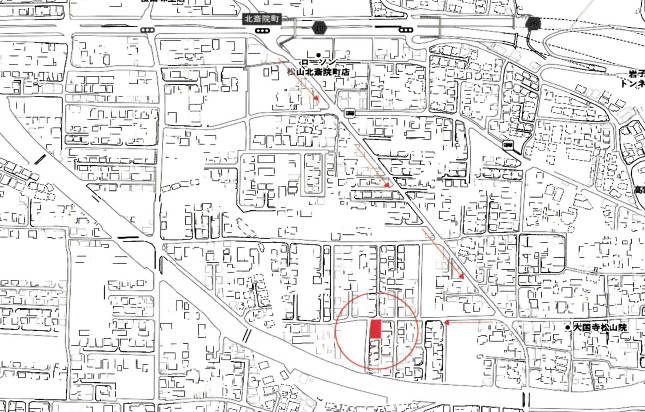 北斎院町のおトチ　松山市北斎院町売土地の地図
