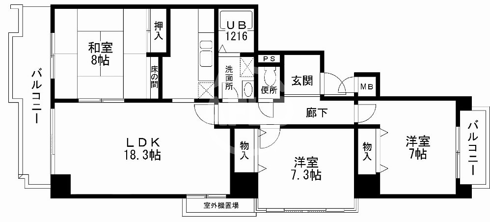 ヴェルデ北堀江　堀江小学校区域の間取り|ヴェルデ北堀江　使い勝手の良い3ＬＤＫ