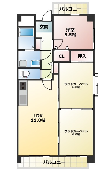 クレスト廿代の間取り
