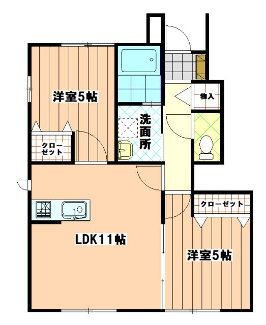福岡市東区和白６丁目のアパートの間取り