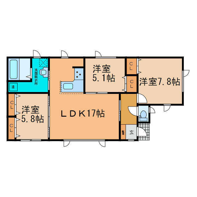 西17北2借家（16-9）の間取り