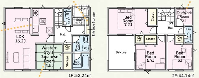 【間取り】 | 藤岡市岡之郷　新築住宅 | LDK16.2帖と続き間の和洋室に加え、玄関収納や床下収納、テレワークルームなど便利な設備が揃った快適な4LDKです！