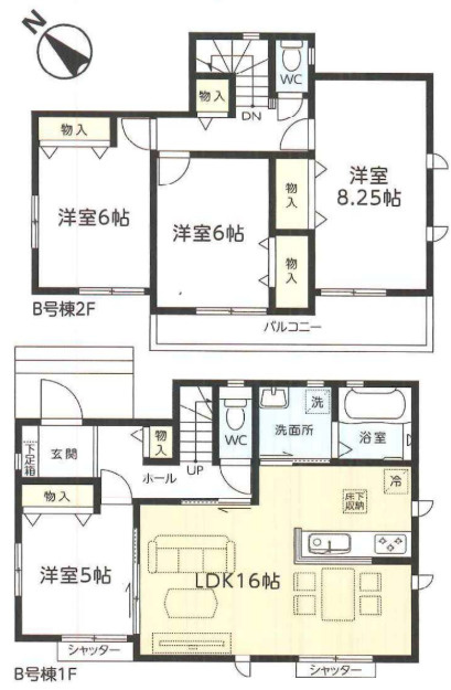 つくば市高野台3丁目10番　新築戸建　B号棟の間取り|間取り図です♪
実際の空間の広さや陽当たり、風通しなどは現地でご確認できます♪