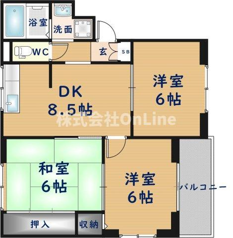 【間取り】 | ニューリバーサイド八尾南B