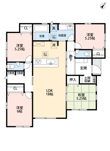小牧市大字本庄字郷浦　新築戸建　の間取り|土間収納あり（帰宅後そのまま衣服がかけれるハンガーぱーぷ設置♪）