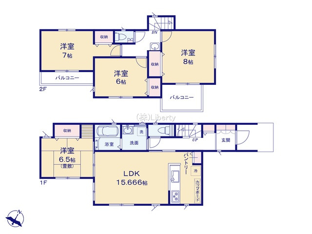 牛久市中央2丁目　新築戸建　2号棟の間取り