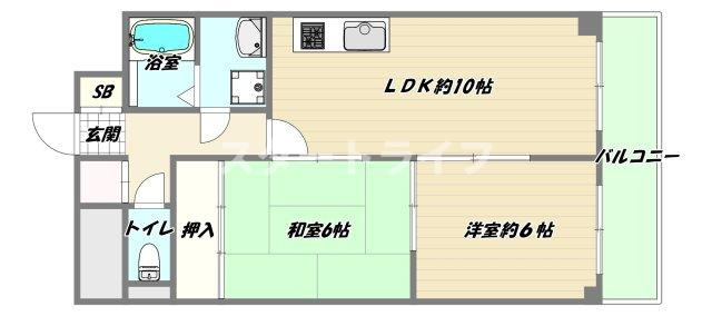 大阪市淀川区野中北２丁目の賃貸マンションの間取り