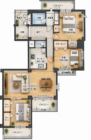 白鷹甲子園マンションの間取り