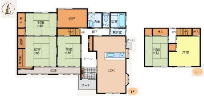 姫路市夢前町塚本の中古一戸建の間取り