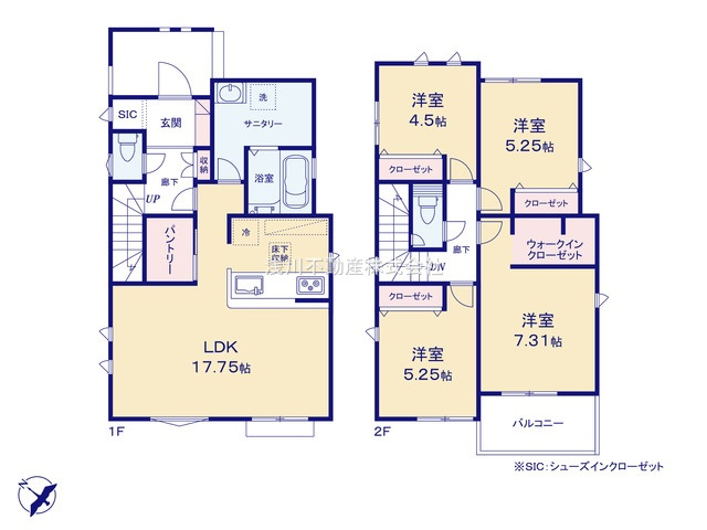 八王子市　兵衛　新築一戸建ての間取り|～南西向き4LDK　シューズインクローク・パントリーなど収納豊富～