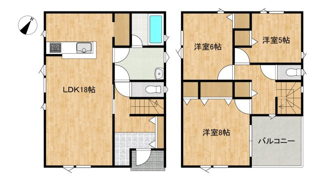 八戸市尻内町 第17-1号棟の間取り