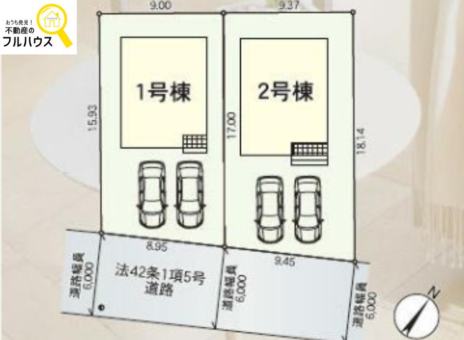 八戸市尻内町 第17-1号棟の区画図