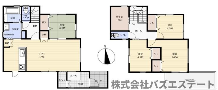 飾磨区加茂　中古一戸建ての間取り