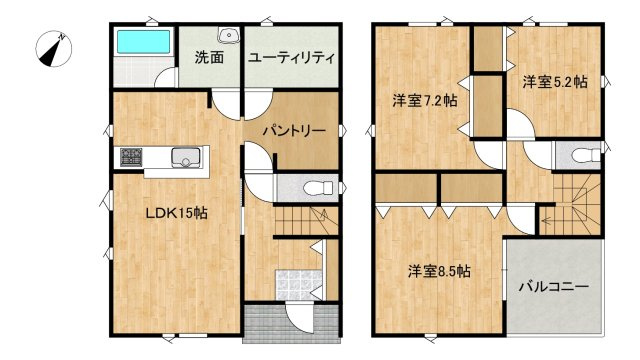八戸市尻内町 第17-2号棟の間取り
