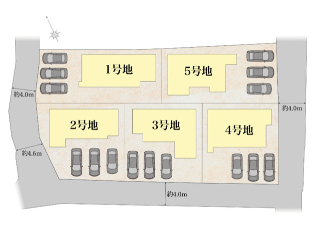 ●鈴鹿市神戸 新築戸建【全5棟】の区画図