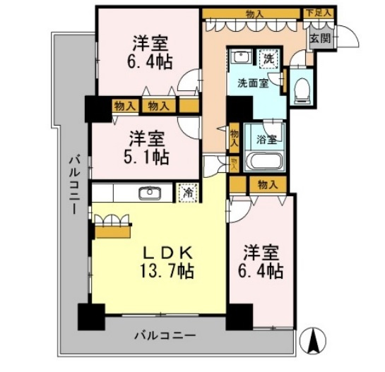 カスタリアタワー長堀橋の間取り|現状有姿