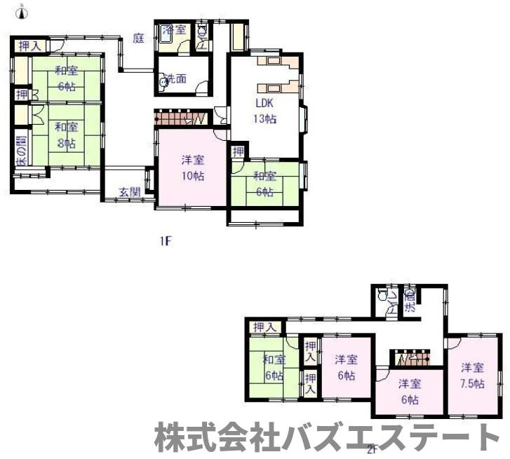 勝原区山戸　中古一戸建ての間取り
