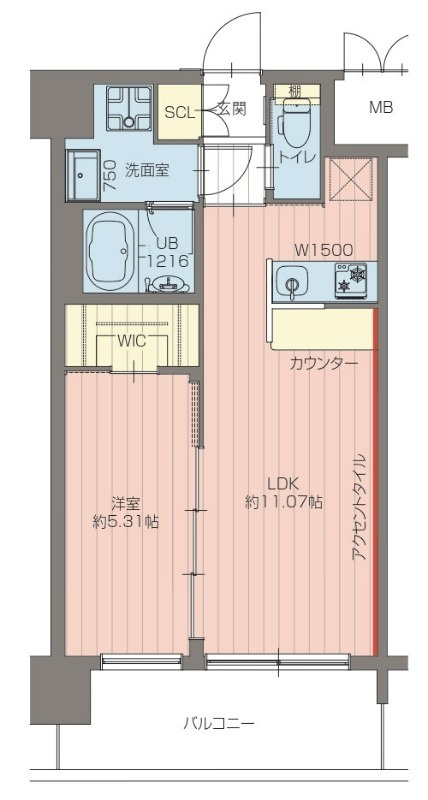 東大阪市下小阪５丁目の賃貸マンションの間取り