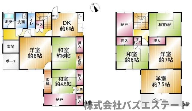 田寺東　中古一戸建ての間取り