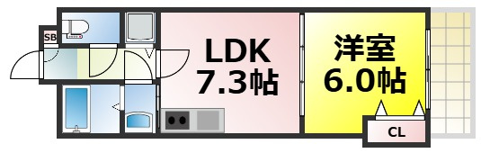 【間取り】 | ゼフィロス南堀江 仲介手数料無料