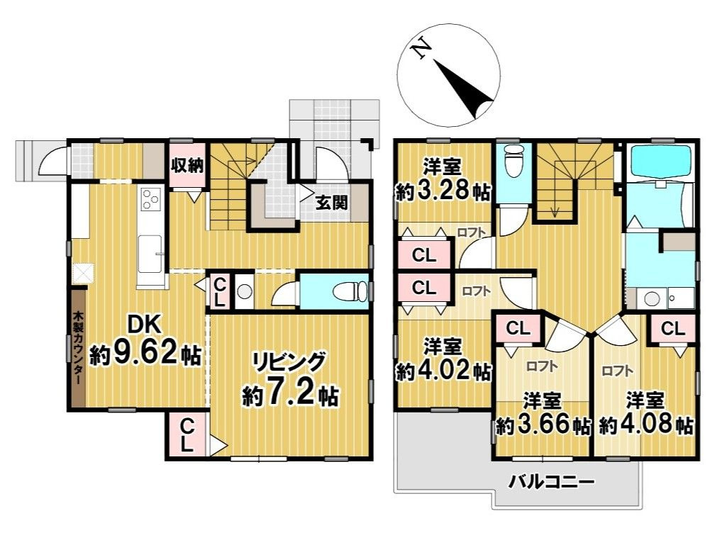 福岡市東区松崎1丁目 中古戸建の間取り|※間取り図と現況が異なる場合には、現況を優先いたします。