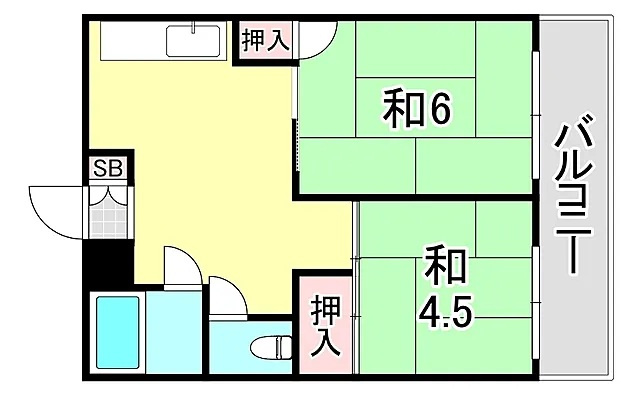 神戸市灘区篠原北町１丁目の賃貸マンションの間取り