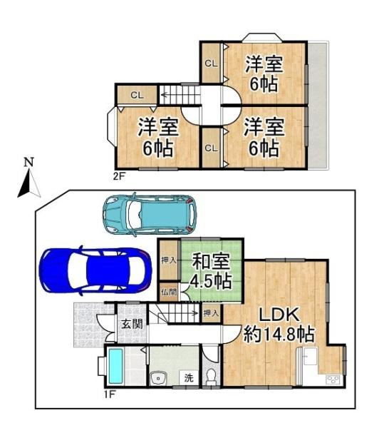 北葛城郡広陵町大字疋相の中古一戸建の間取り|■北西角地！車種によっては2台駐車可能！