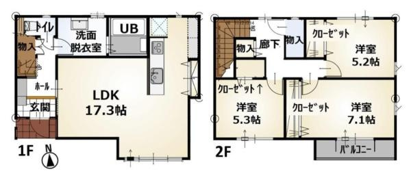 橿原市小槻町 ／新築一戸建の間取り