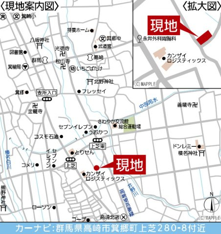 【新築】高崎市箕郷町上芝第9　２号棟(全３棟)　クレイドルガーデン　新築建売分譲の地図