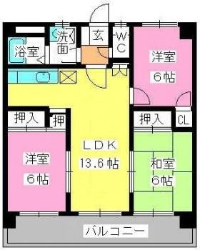 福岡市早良区小田部７丁目の賃貸マンションの間取り|間取り図