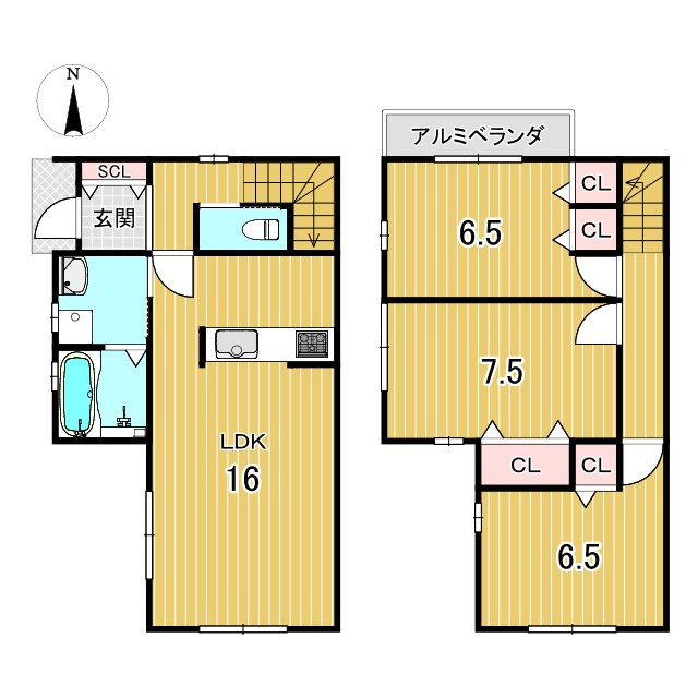京都市北区紫野南舟岡町　新築一戸建の間取り