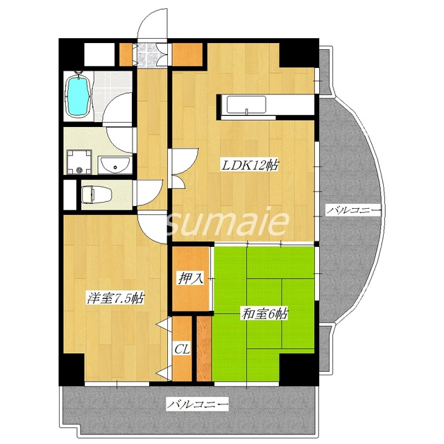 フクロクハイマンション３号館の間取り|明るい2面採光のお部屋です☆