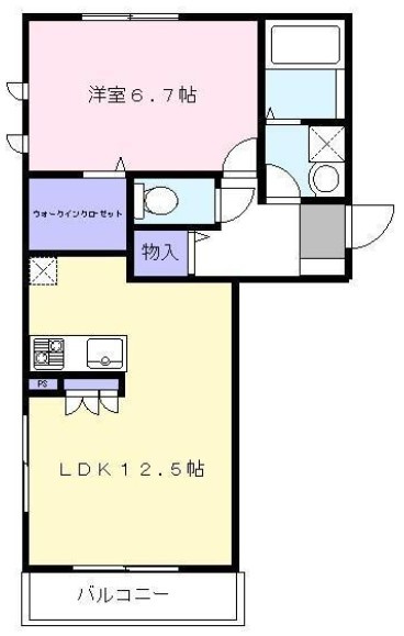メゾンヴェール徳住の間取り|反転間取りです。