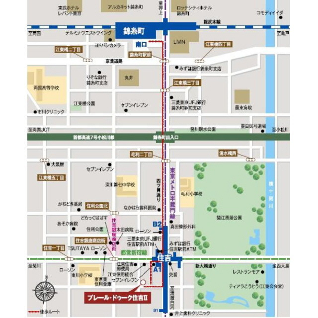 プレール・ドゥーク住吉Ⅱの地図