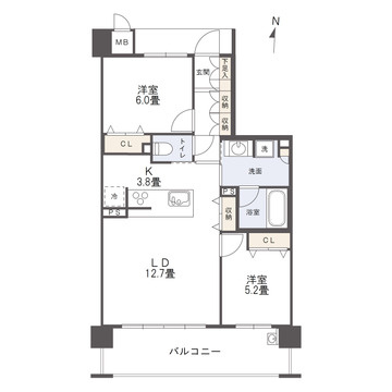 アルファステイツ新飯塚駅前Ⅱの間取り|間取り：2LDK