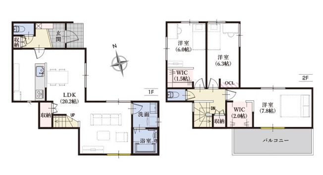【間取り】 | 清水区中矢部町8期　新築戸建　全1棟 | 使い勝手の良い3LDK♪生活に合わせて使うお部屋を選べます♪