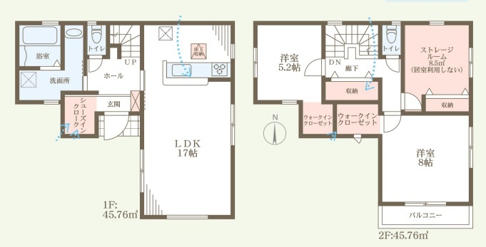 松原市東新町　新築一戸建ての間取り