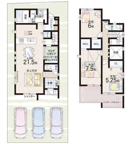 ★亀岡市西つつじケ丘雲仙台　新築一戸建ての間取り|2号地
